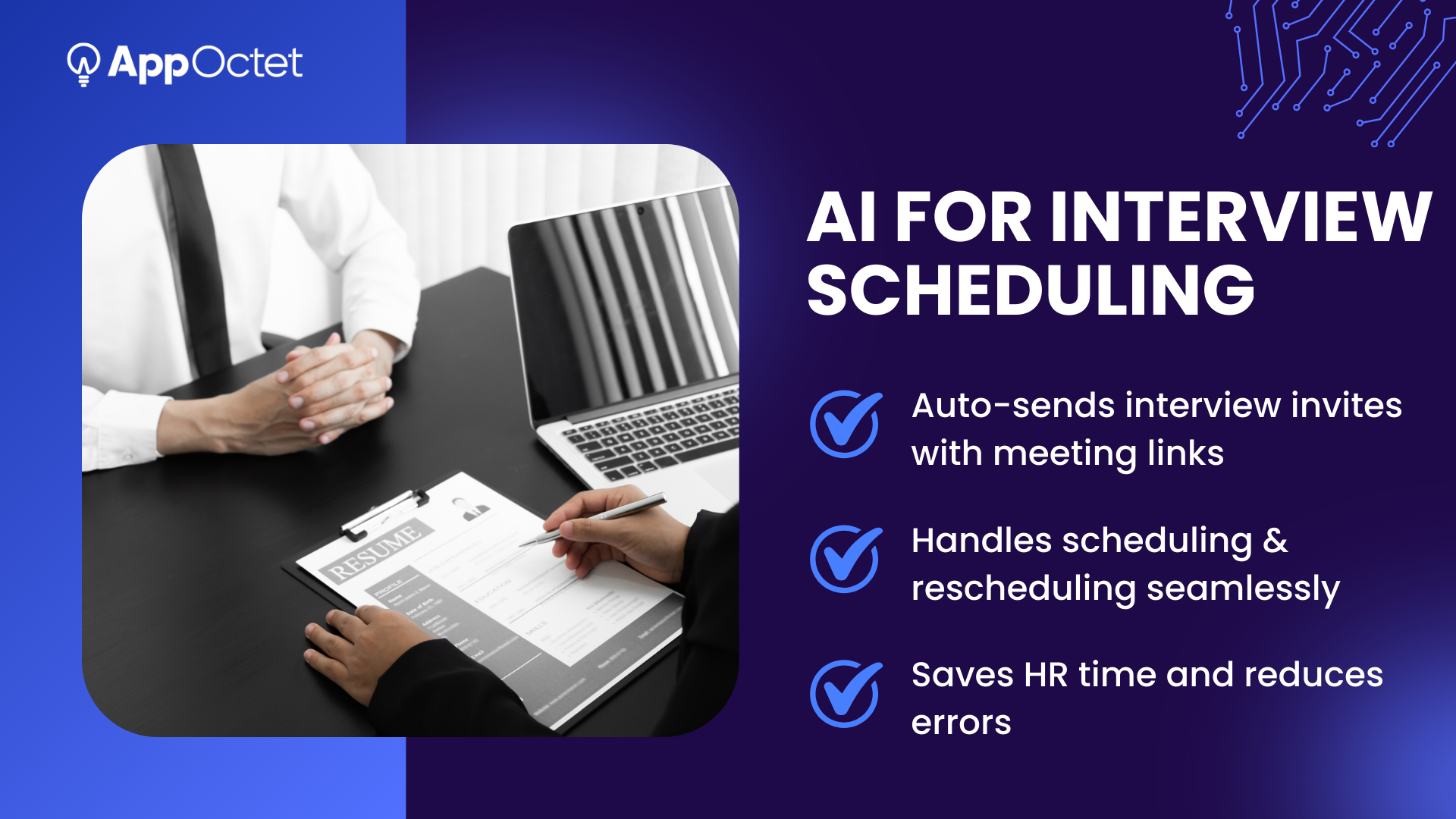 AI interview scheduling agent sending invites, handling reschedules, and saving HR time.